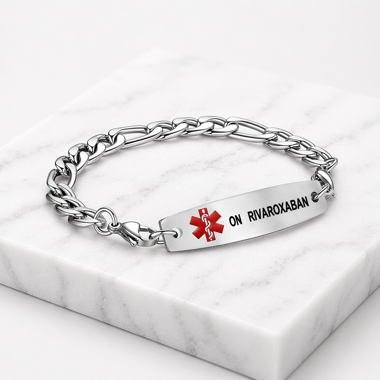On Rivaroxaban Mens Medical Alert ID Bracelet Stainless Steel 22cm Large
