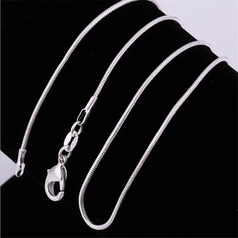 Sterling Silver Necklace Chain Necklace .925 18-22″ Inch 1mm Jewelery Snake 925