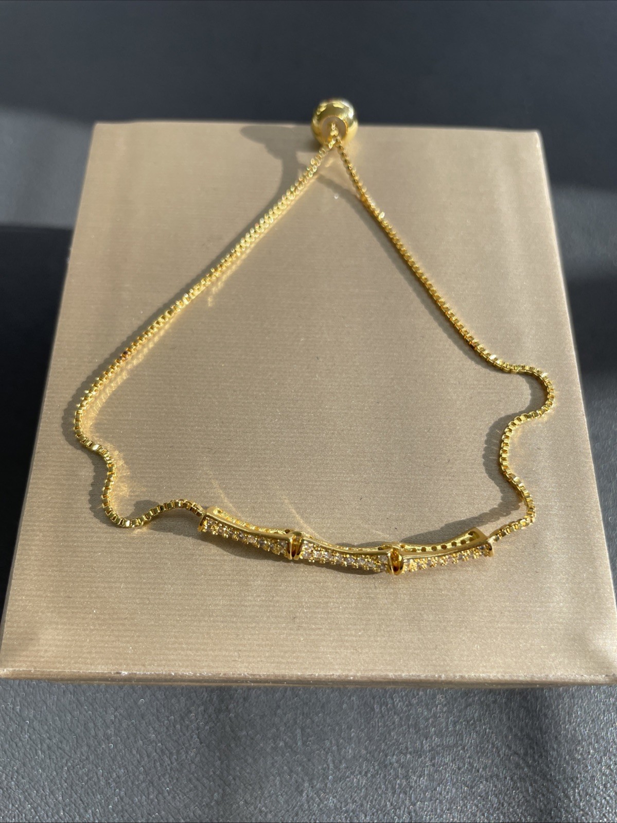 Bamboo Drawstring Zircon Bracelet Adjustable Jewelry Gift for Women With Box