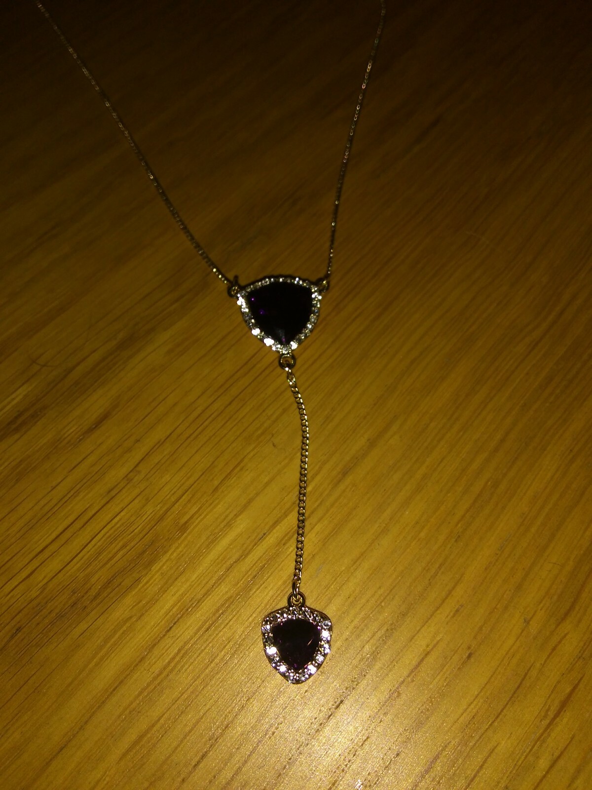 Rare Debenhams Jon Richard Purple Swarovski Crystal Drop Necklace Gold Tone