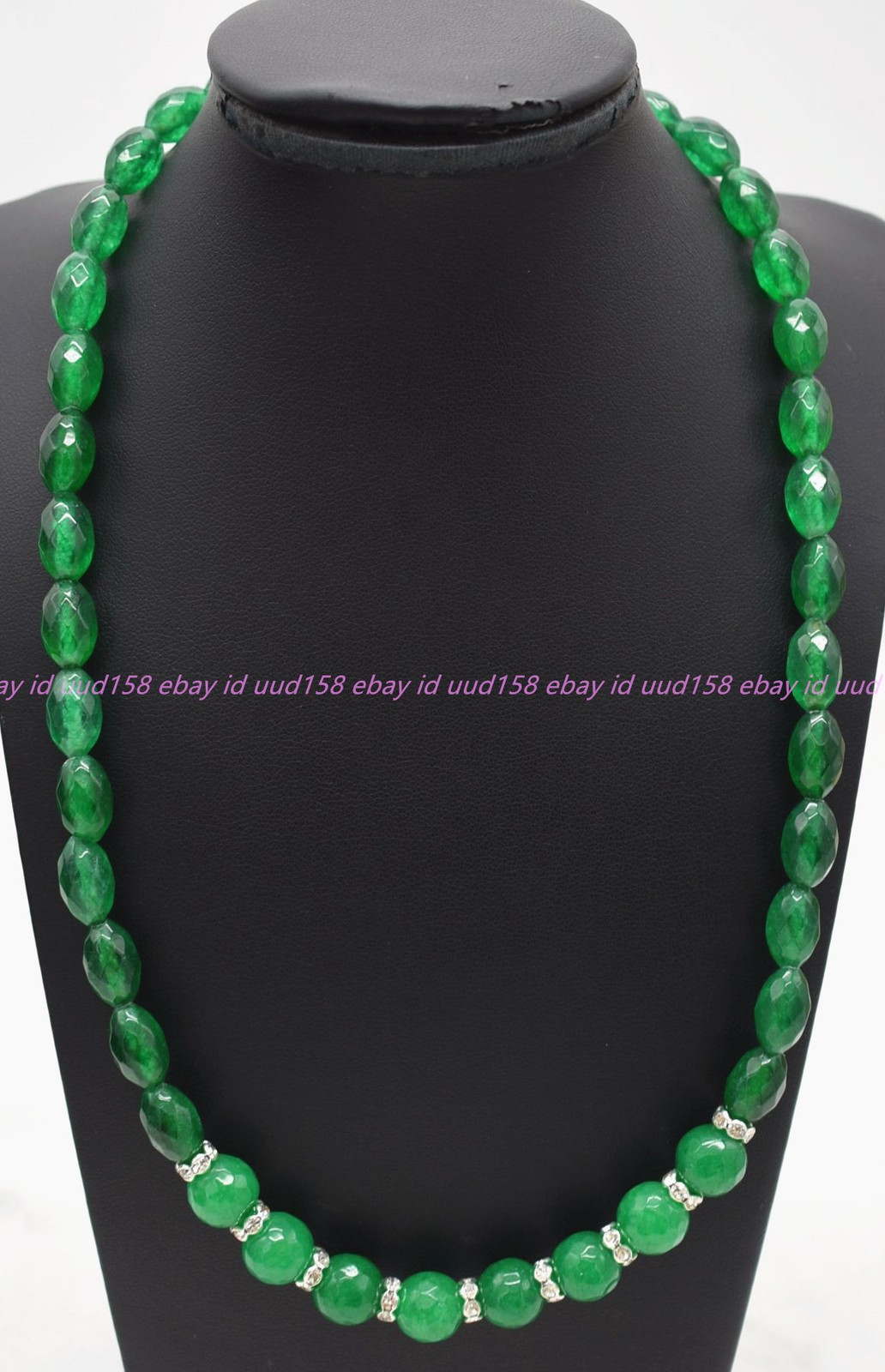 Elegant Pretty Natural 8x10mm Faceted Green Jade Gemstone Beads Necklace 16-36in