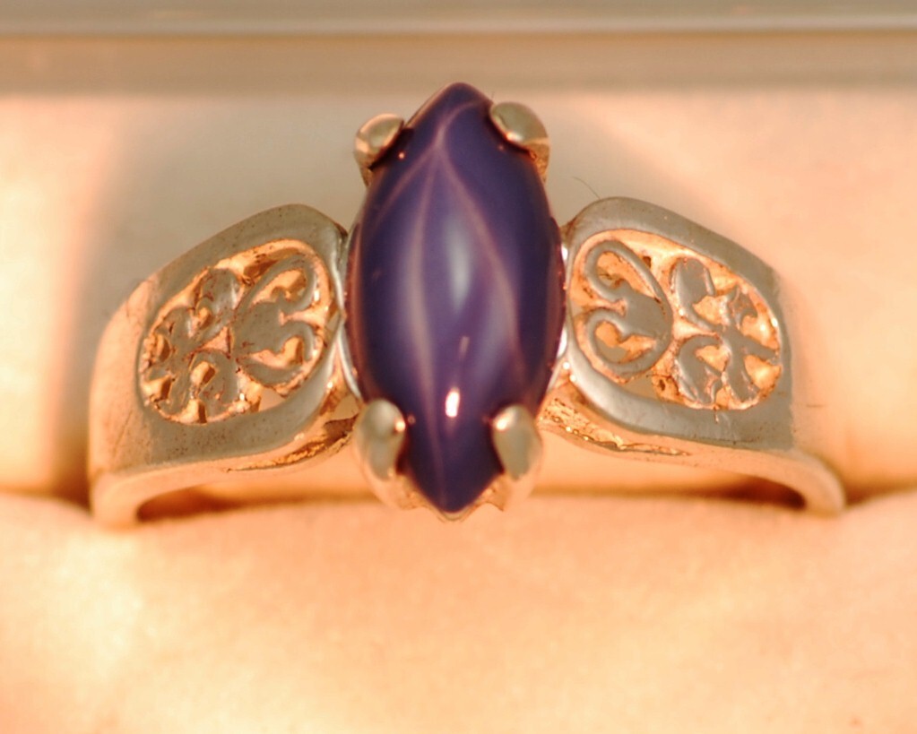 12 x 6 MM, Cornflower Blue LINDE STAR SAPPHIRE RING 925 STERLING Silver Size #7