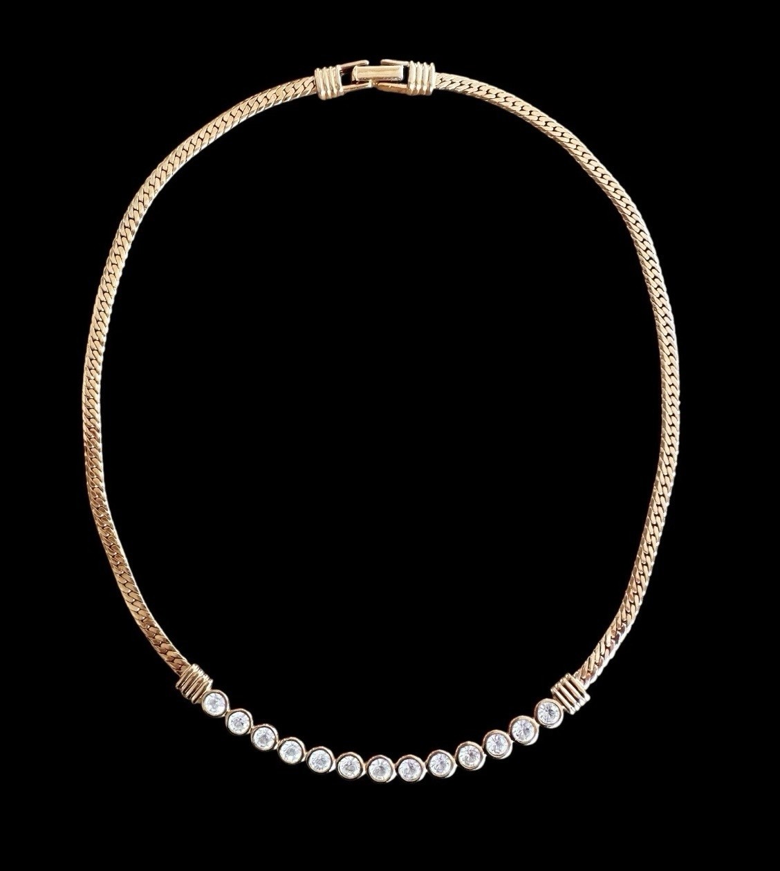 Swarovski Crystal Choker Necklace 16” Gold Plated EUC!