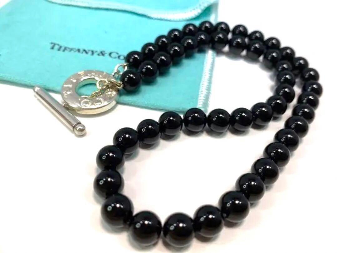 Tiffany & Co Black Onyx Necklace Sterling Silver 925 Choker 17.7in Box