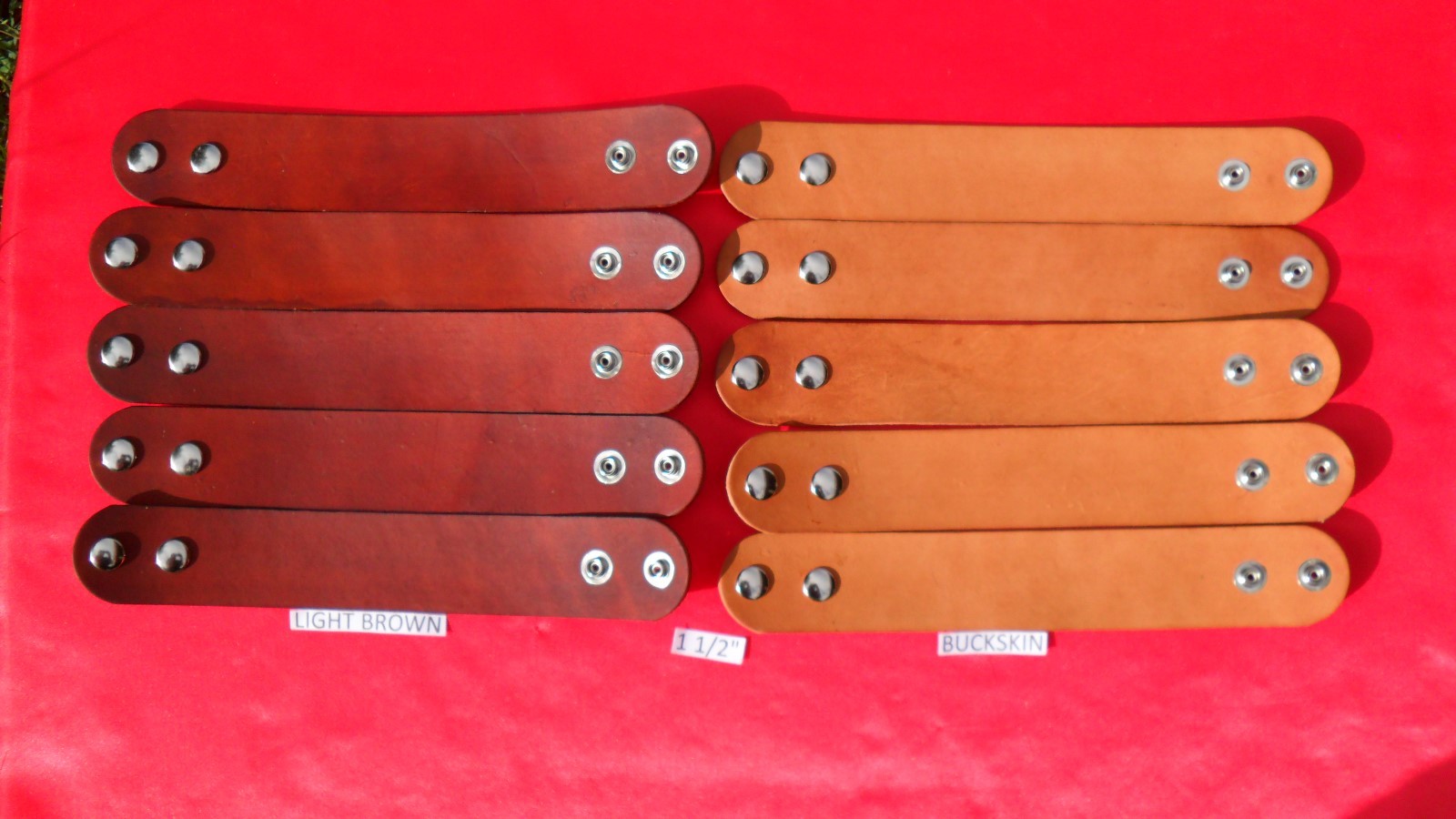 #BR1.5 TEN TWO SNAP1 1/2″ WIDE dyed top & sides! LEATHER BRACELETS