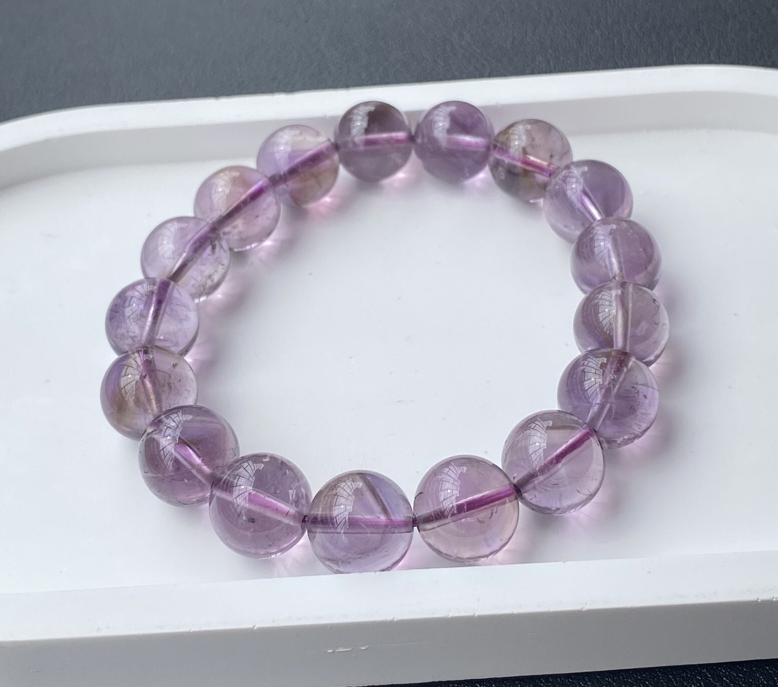 Natural Amethyst Purple Healing Quartz Crystal Round Beaded Bracelet Reiki 12mm