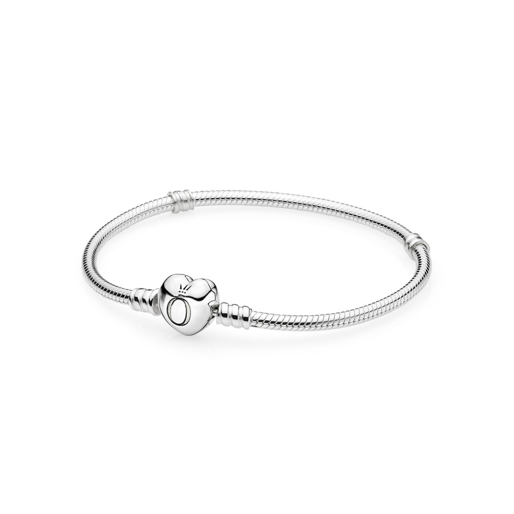 Authentic PANDORA Moments Heart Clasp Snake Chain Bracelet Silver 925 NEW w/BOX