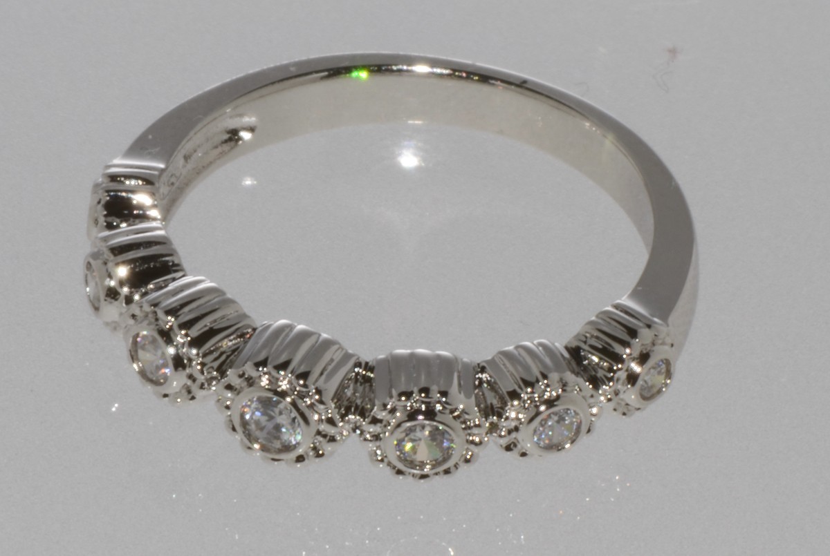 Sterling Silver 7 Stone Cubic Zirconia Band Cocktail Ring AAA Grade Clear CZ