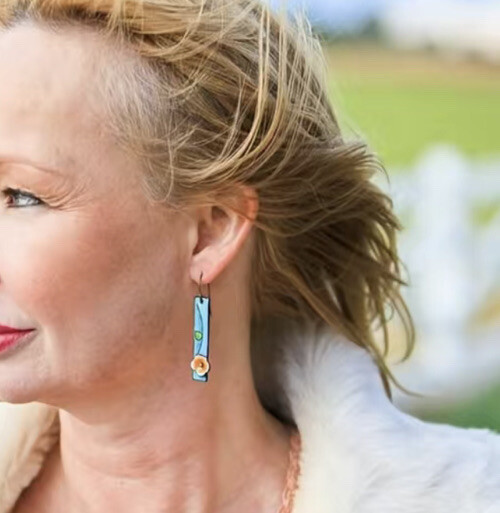 Beautiful Boho Blue Flower Dangle Drop Earrings – Dainty & Feminine