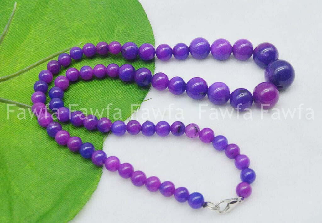 Exquisite 6-14mm African Purple Sugilite Gemstone Round Beads Necklace 18”