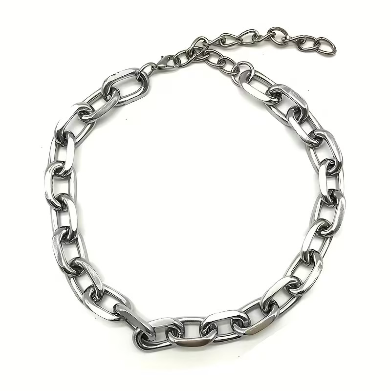 Thick Chain Necklace Light Weight 1.2oz Silvery Choker Gothic Jewelry 12-18in