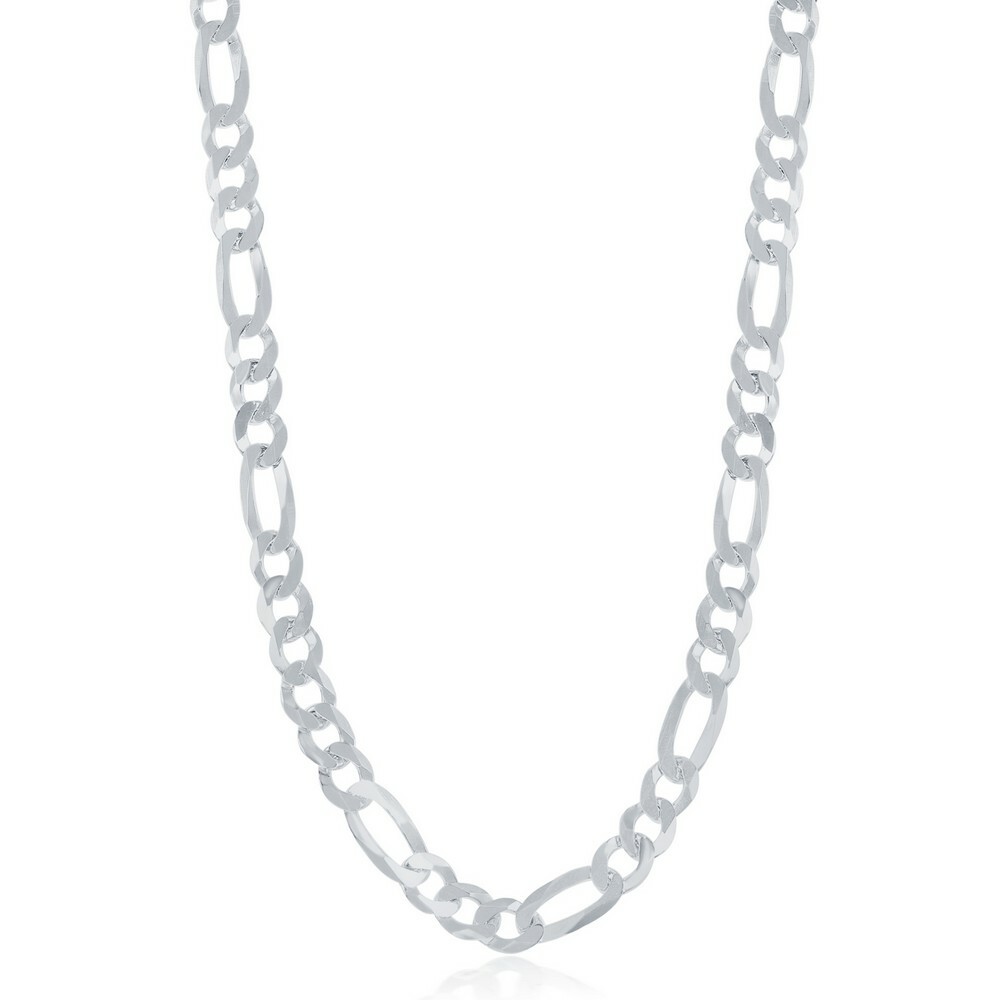 Sterling Silver Rhodium Plated 5.8mm Figaro Chain, 8