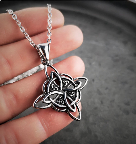 WICCA PAGAN WITCH SYMBOL CELTIC KNOT Pendant 24″ 925 Sterling Silver Necklace