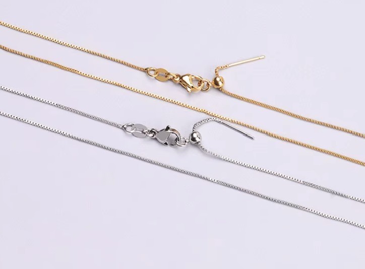 Stainless Steel Gold Adjustable 60 cm (23.6 in) 1.2mm Box Neck Chain Necklace