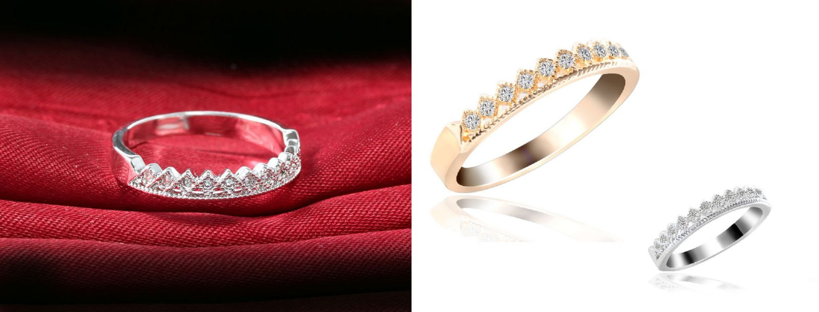 Elegant! Micro-inlay 0.8 Ct CZ Silver/Rose Gold Engagement Wedding Ring RS54