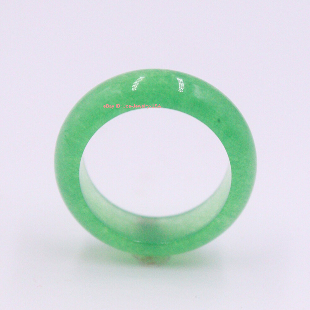 Beautiful Chinese Light Green Jade 5.8mm Width Ring Band Size 8