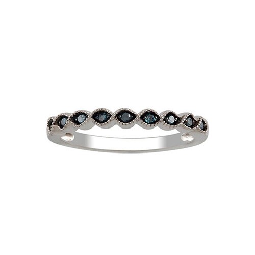 0.08 Ct Natural Diamond Half Eternity Wedding Band Ring 14K White Gold Plated