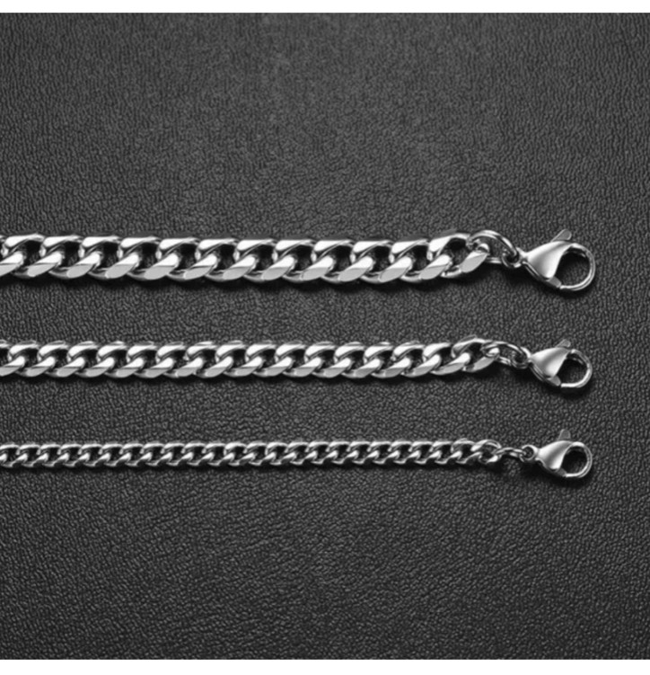 16-34″ Stainless Steel Silver Chain Cuban Curb Mens Men Womens Necklace 3-11 mm