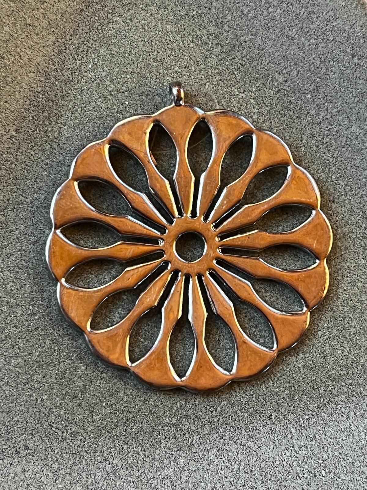 Large Silvertone Cut-Out Abstract Flower Pendant – 2 and 1/8th’s inches in diame