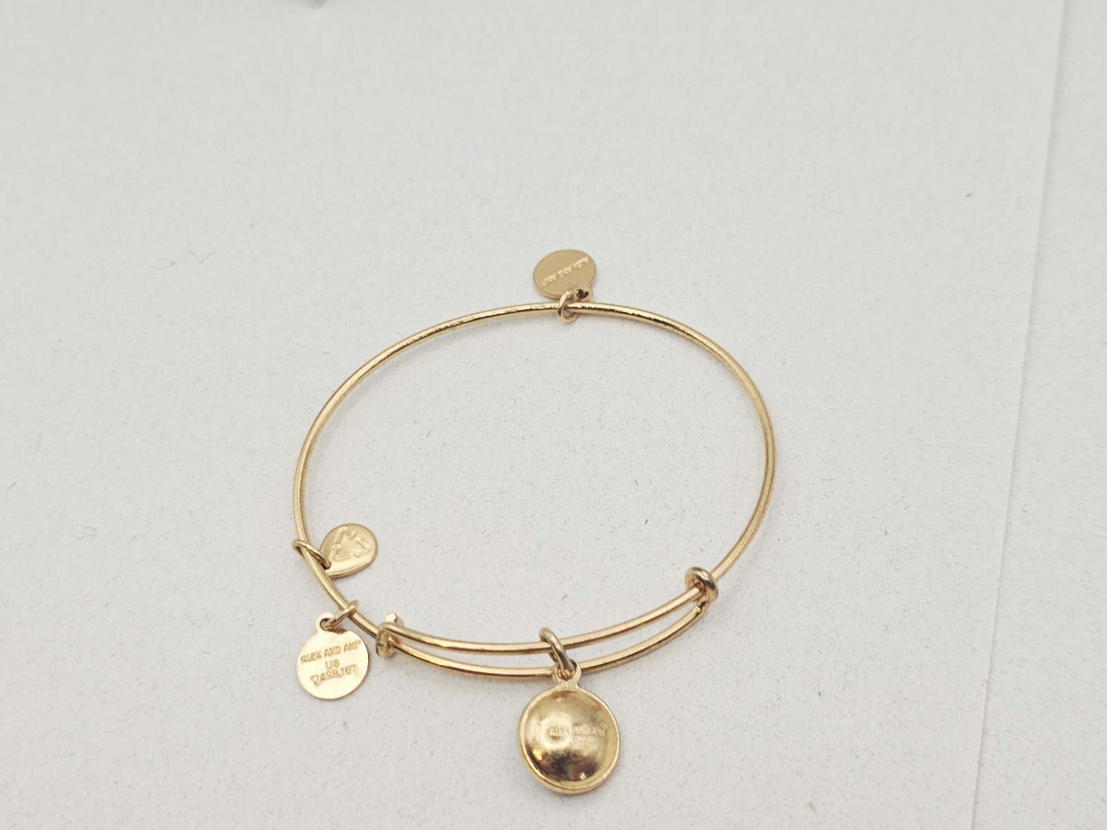 Alex Ani September Birthstone Swarovski Blue 💙 Crystal Charm Bangle Gold ✨️