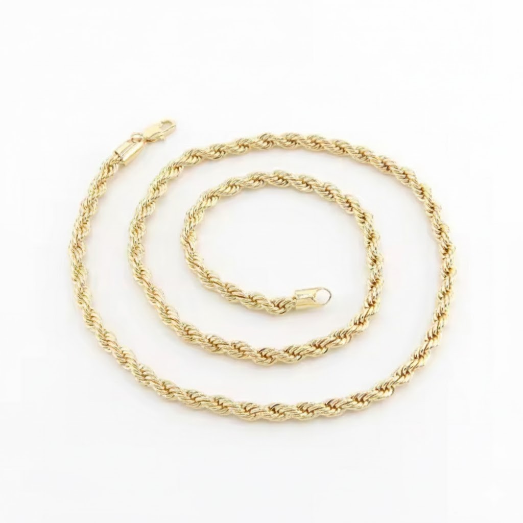 14k Gold Filled Rope Chain 3mm-6mm Necklace 18-24″ Men Women