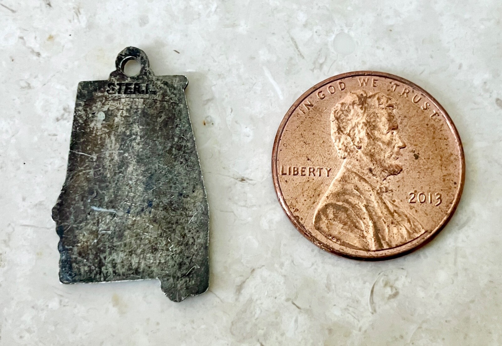 Vintage 925 Sterling Silver Alabama State Charm Pendant