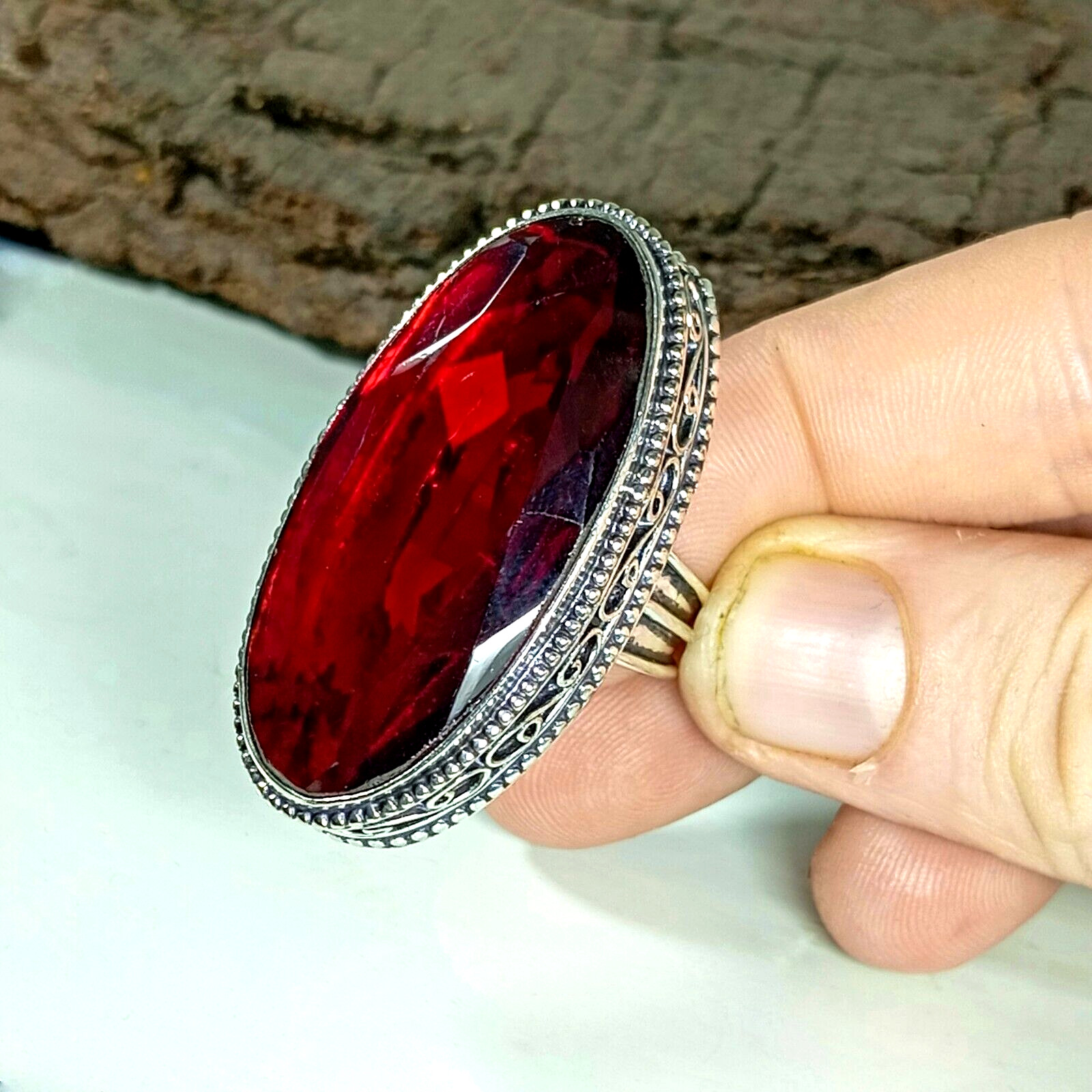 Garnet Silver Ring 925 Sterling Silver Ring Handmade Gemstone Ring Women’s Ring