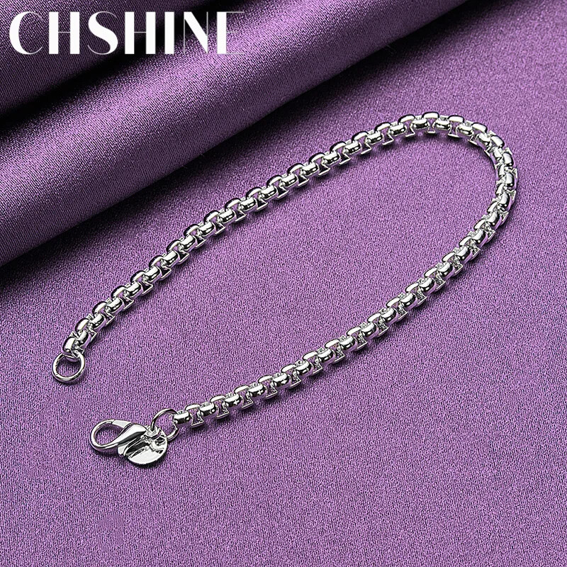 CHSHINE 925 Sterling Silver Exquisite 4mm Chain Bracelet Fashion Charm Jewelry