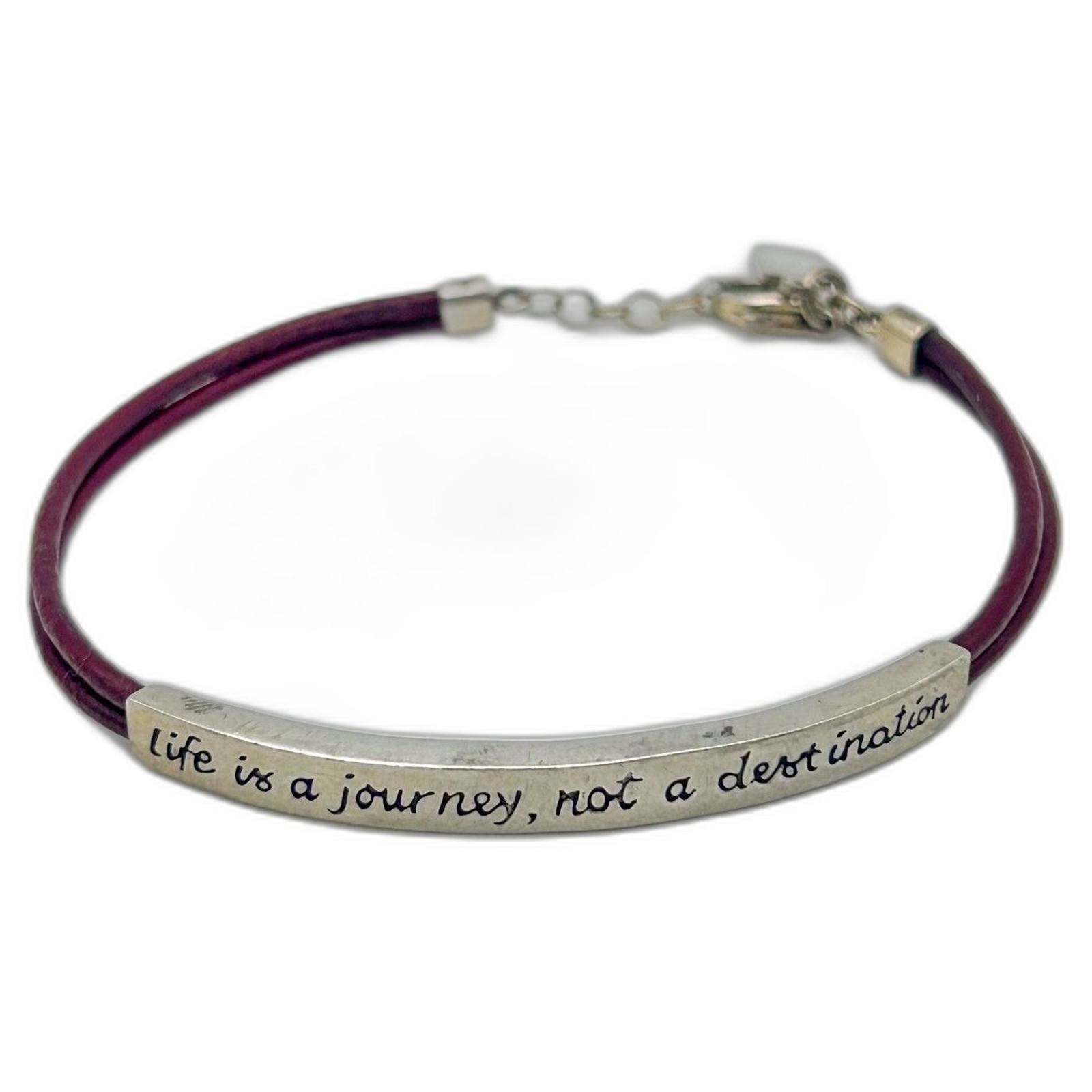 Baroni Designs 925 Sterling Silver Leather Bracelet Life Is A Journey