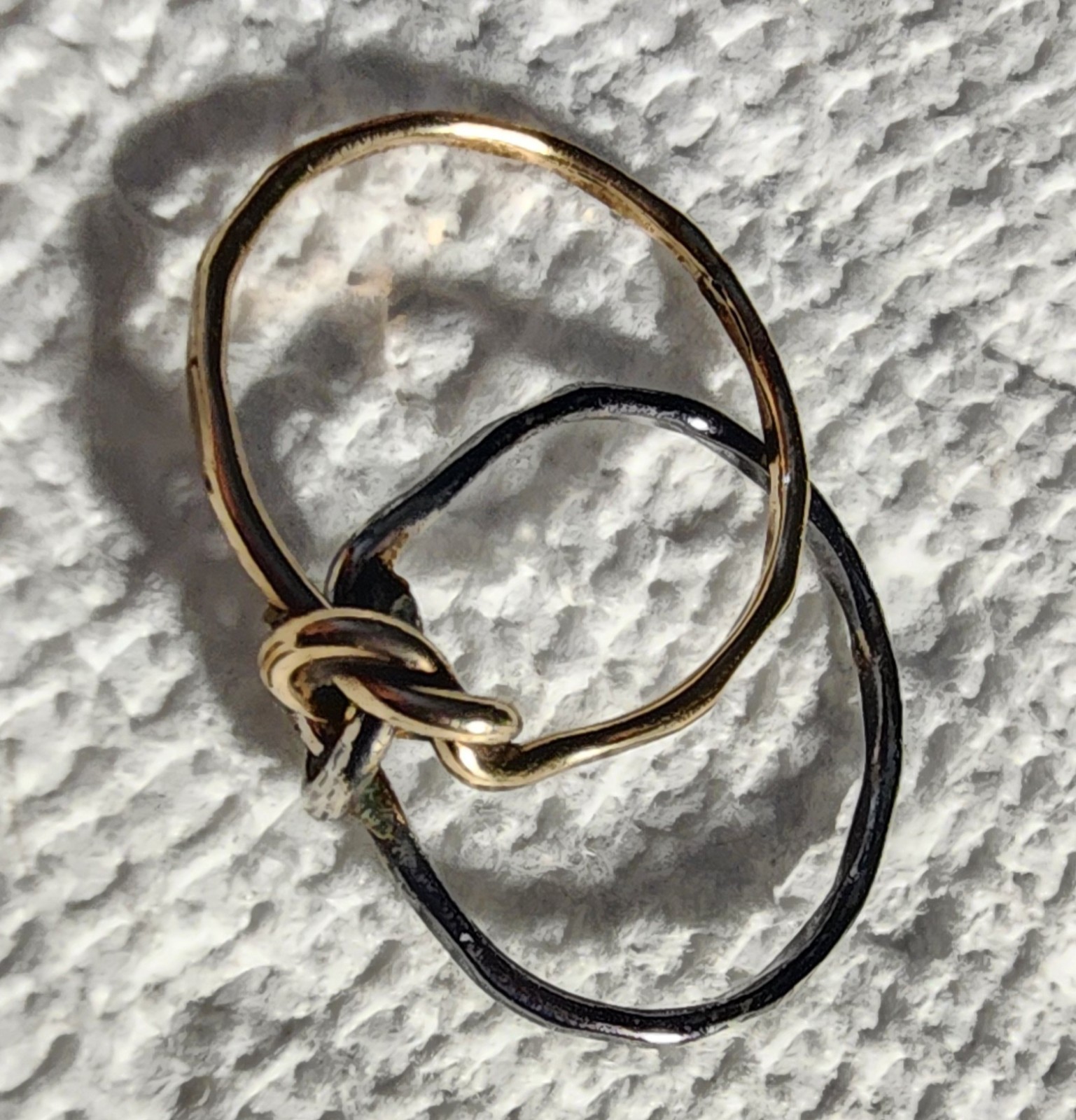 Handmade Brass & Titanium Interlocking Love Knot Band Ring Size 7.25