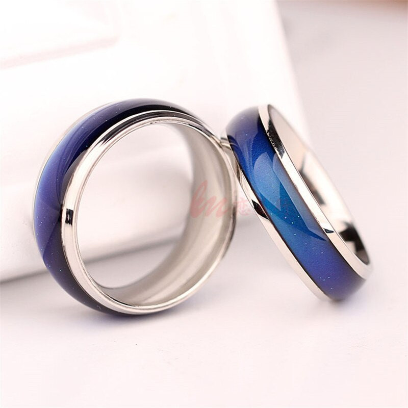 Men Ring Stainless Steel Color Change Mood Ring Emotion Feeling Changeable Ring