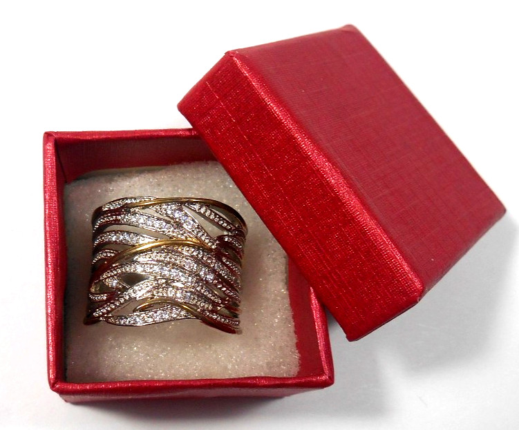 SILVER MULTI LINE CRISSCROSS CZ WIDE BAND s925 RING SIZE 10~c3