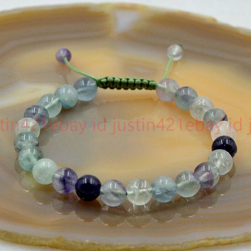8/10/12mm Natural Multi-Color Rondelle Beads Gemstone Adjustable Bracelet 7.5”