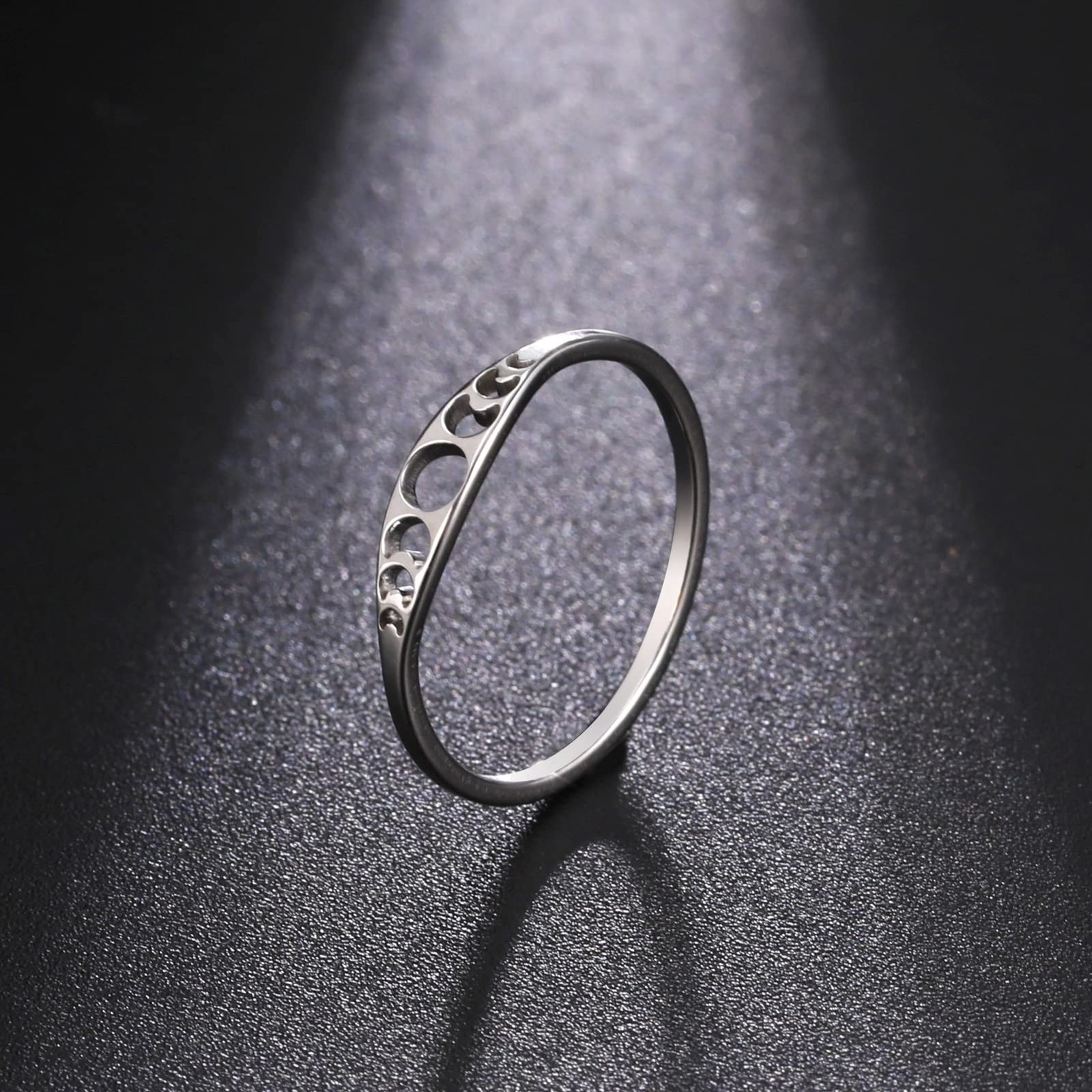 Moon Ring Crescent Band – Astrology Phase of Moon Ring – Stainless Steel Jewe…