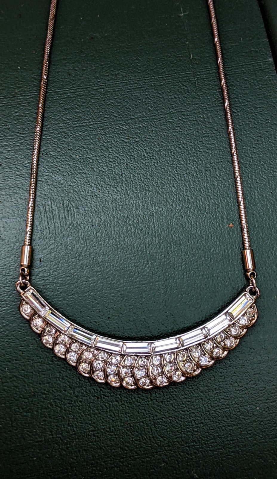 Vintage © Carolee Silver Tone Sparkly Crystal Pendant Necklace Classic