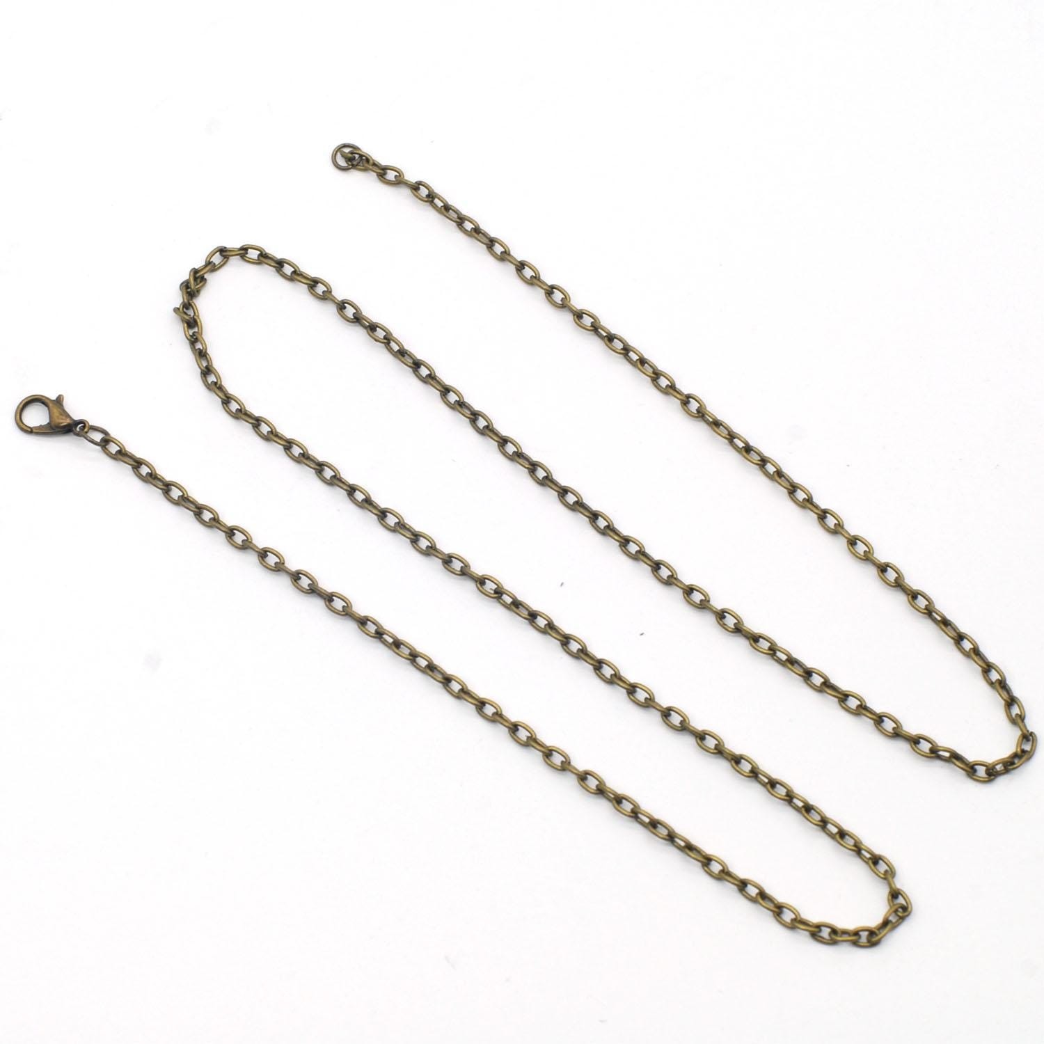 5PCS Antique Bronze Tone Metal Alloy 24 Inch Rolo Chain Necklace with Lobster C