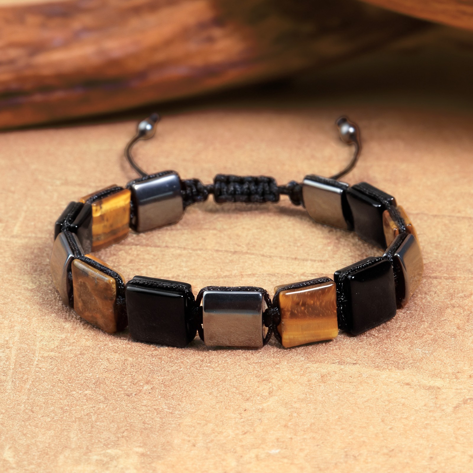 Tiger Eye Black Obsidian Hematite Triple Protection Bracelet Women Men Gifts