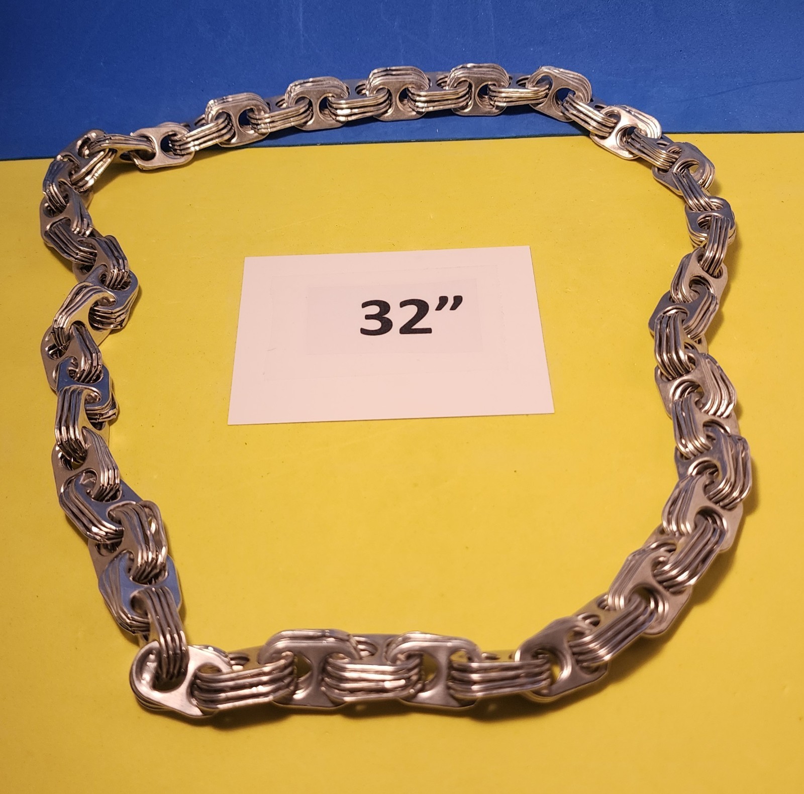 Silver 32″ Necklace – Can Tabs Pull Tabs Continuous Steampunk Chain – Slips On