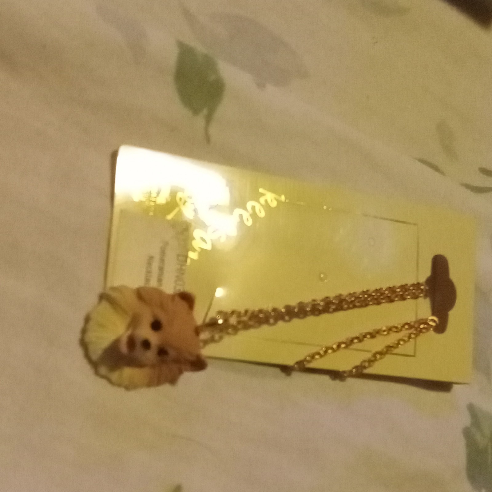 Vintage Gold Charm Pendant Necklace Curb Link Chain Lobster Nickel-Free