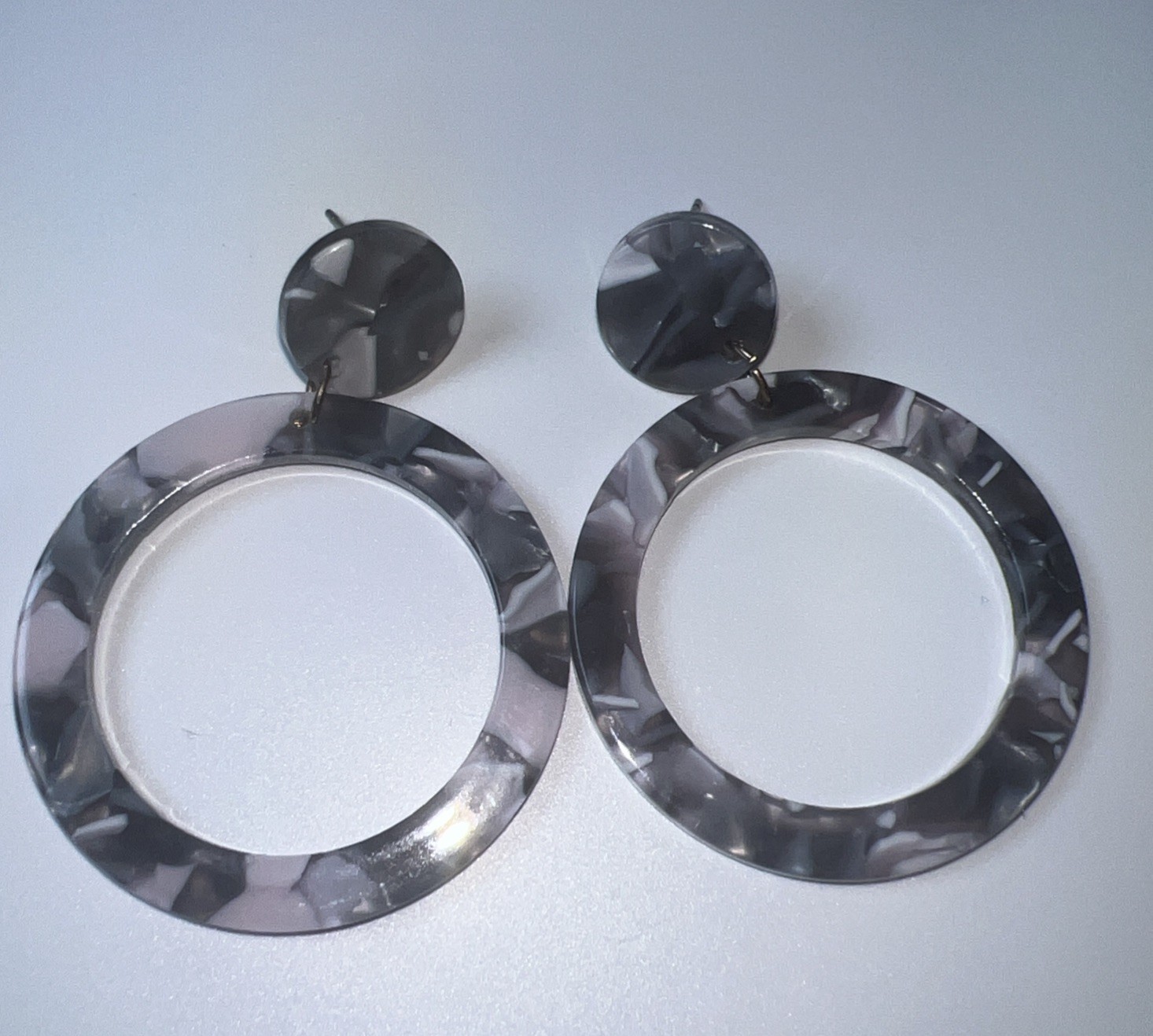 10 Pairs Resin Acrylic Statement Earrings Hoop Circle Oval Marbled Mixed Lot