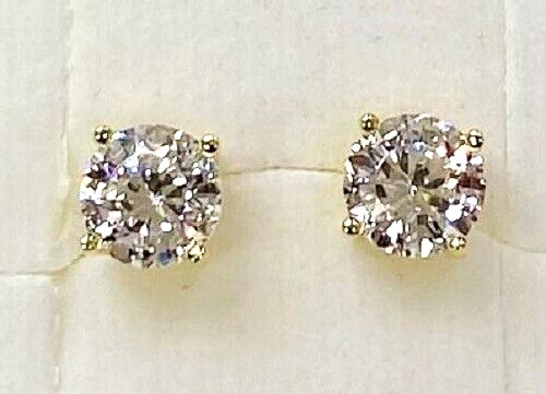 3.00cttw 100-Facet 18K Yellow Gold Clad Sterling Silver Stud Earrings