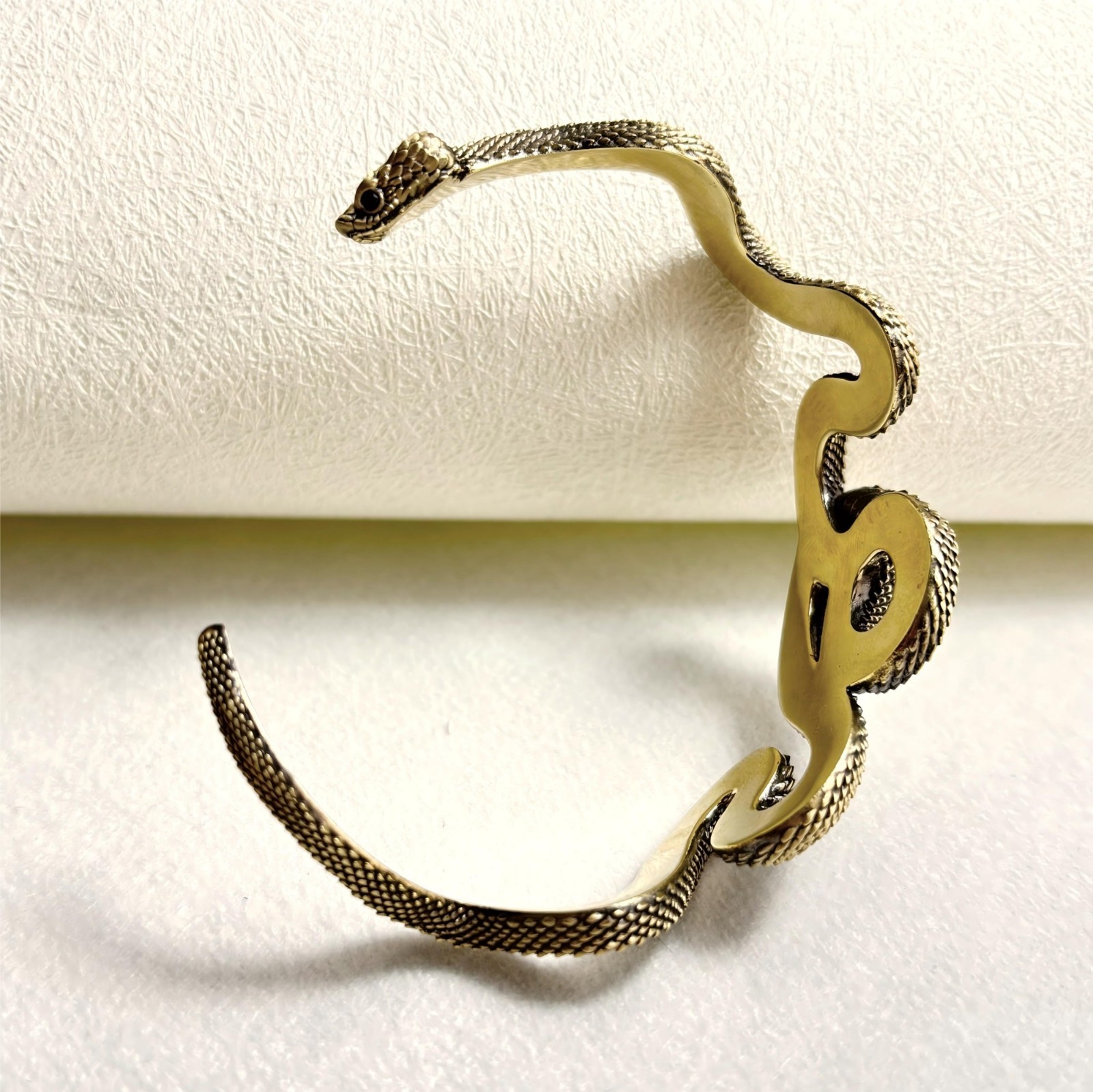 Brass Snake Cuff Bracelet Adjustable Handmade Animal Jewelry, Viper Oath