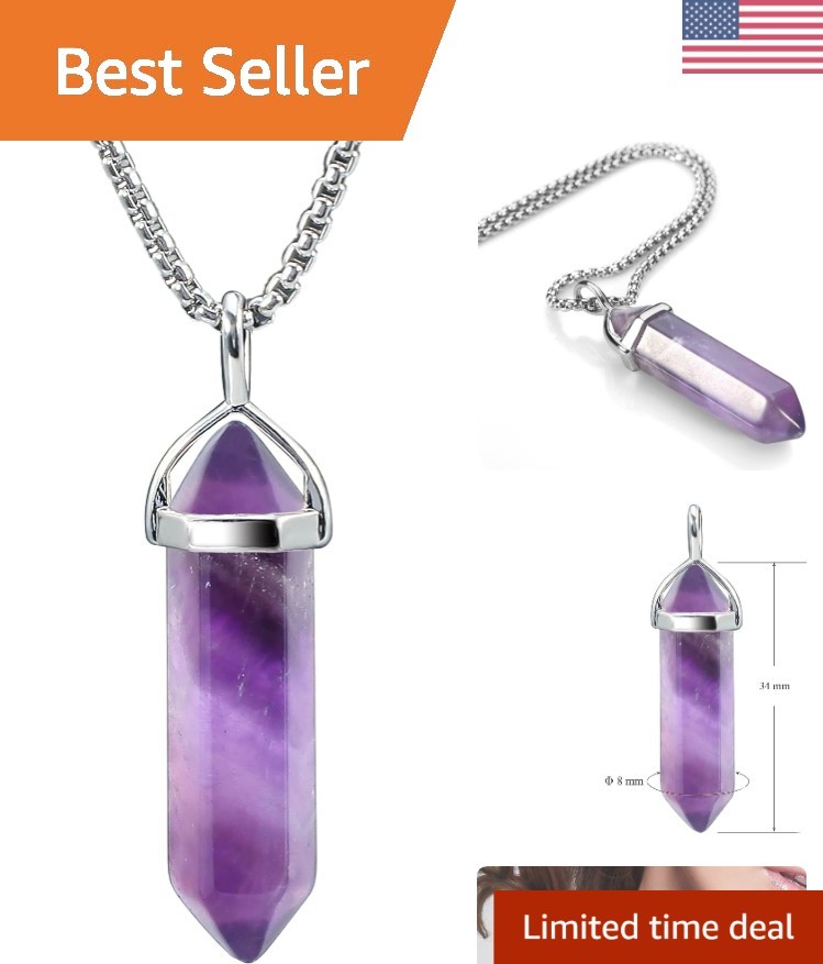 Stunning 18” Amethyst Healing Crystal Necklace – Perfect Gift for All Occasions