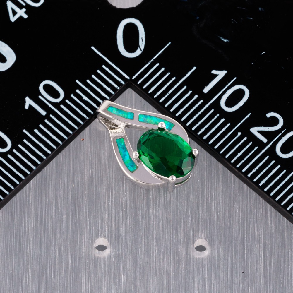 6×8 Simulated Emerald Kiwi Green Fire Opal Silver Filled Jewelry Stud Earrings