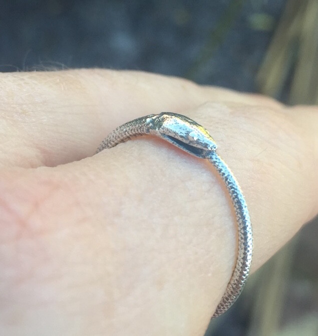 925 Sterling Silver Ouroboros Snake Ring Oxidized Serpent Gothic Ring Sz 8