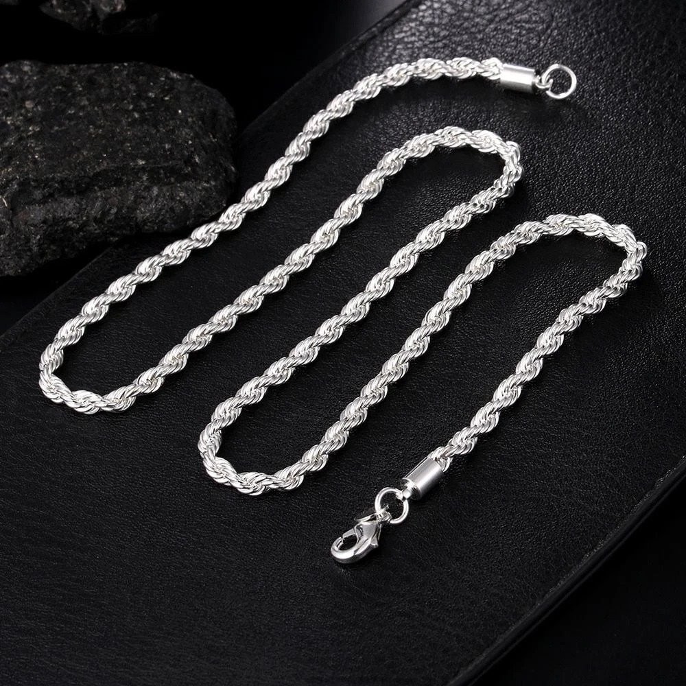 2Pcs Classic Twisted Rope Chain Set – Necklace & Bracelet for Everyday Style