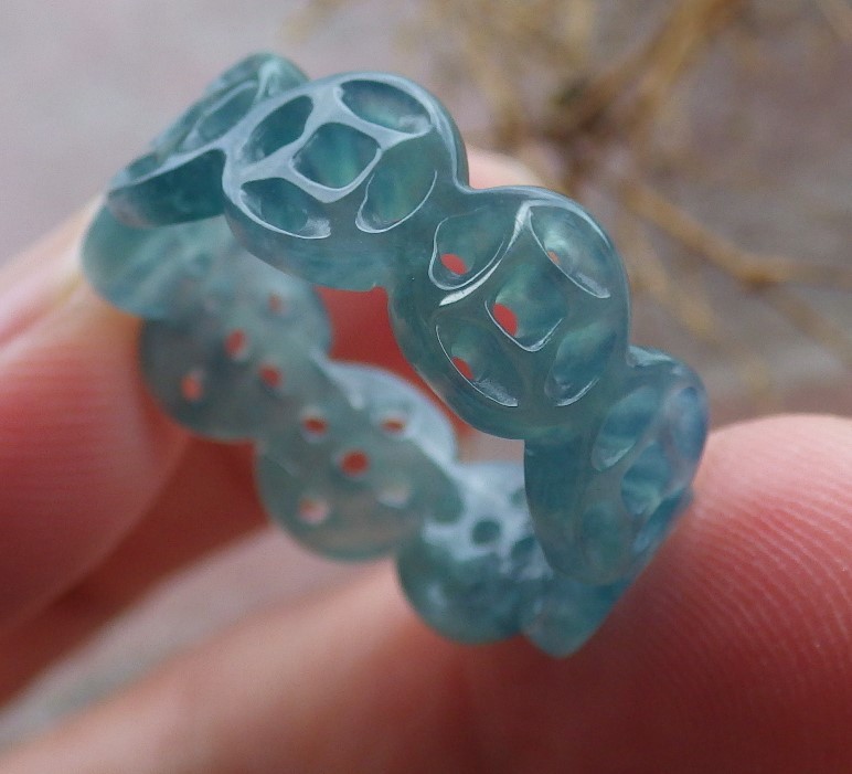 Certified Green Natural A JADE Jadeite RING Money Coin NO. 8 戒指 107002 TS