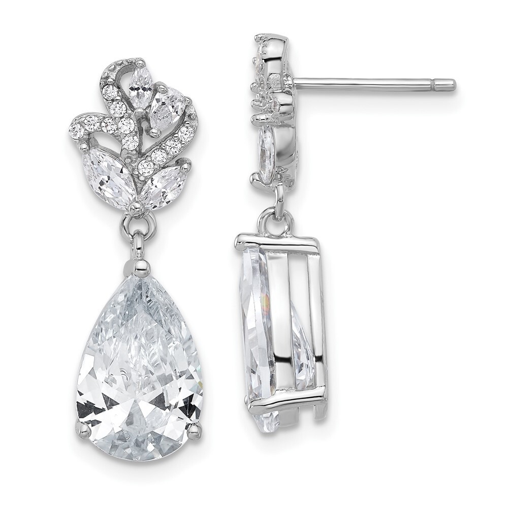 25.5mm Cheryl M Fancy Marquise-cut & Brilliant-cut Pear CZ Dangle Earrings