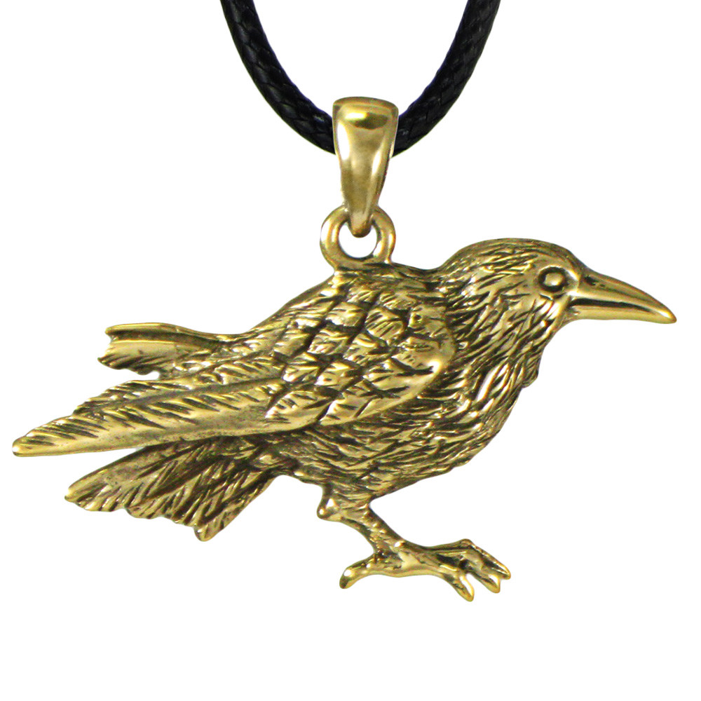 Bronze Raven Totem Pendant Crow Jewelry Wiccan Wicca Pagan Corvid Bird