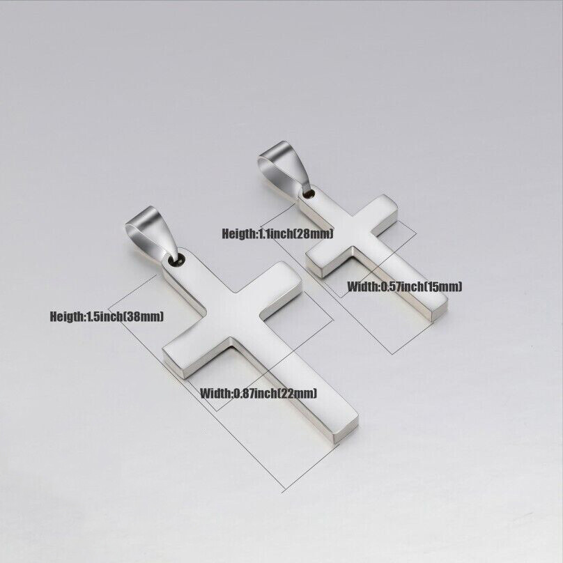 Men Women Boy Cross Necklace Stainless Steel Boy Plain Pendant Cuban Chain Gift